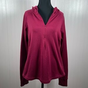 Brooks running qt zip ribbed pullover hoodie Large lightweight outdoor gym red‎